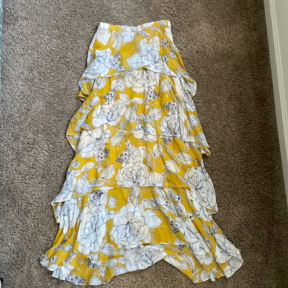 Yellow Tiered Anthropologie Skirt